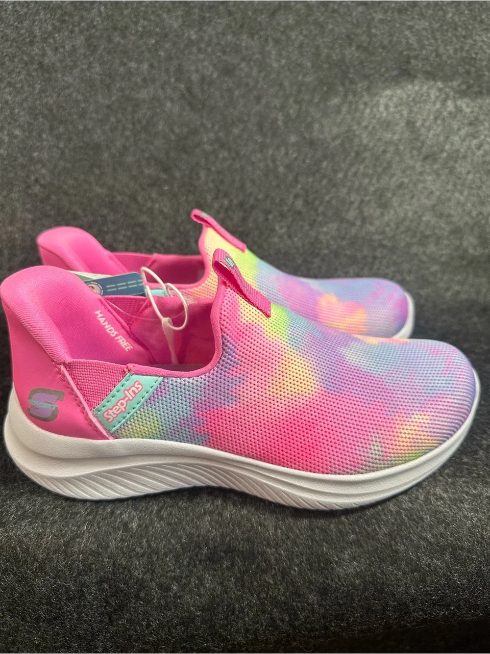 Skechers Girls Step-Ins Tie Dye Sneakers Slip On Memory Foam Shoes Size 13
